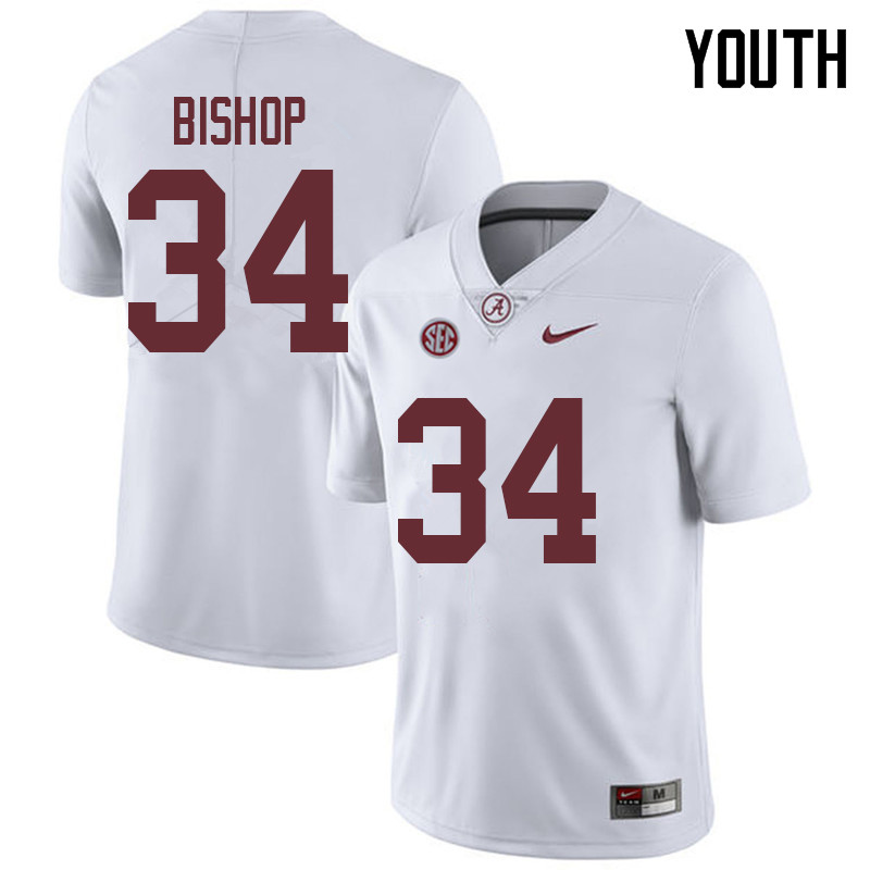 Youth #34 Brandon Bishop Alabama Crimson Tide College Football Jerseys Sale-White